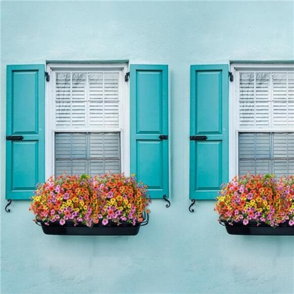 Set of 12 Outdoor Artificial Flowers UV Resistant Fake Plants for Porch Decor - Picture 5 of 7